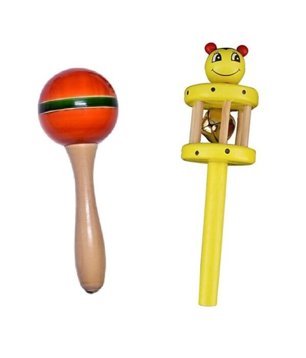 Wooden Baby Rattle Toys for Infants/New Born Babies (0+ Years) - Cage & Shaker Rattle Set of 2 pcs - Discover Sounds, Develops Sensory Skills - Image 3