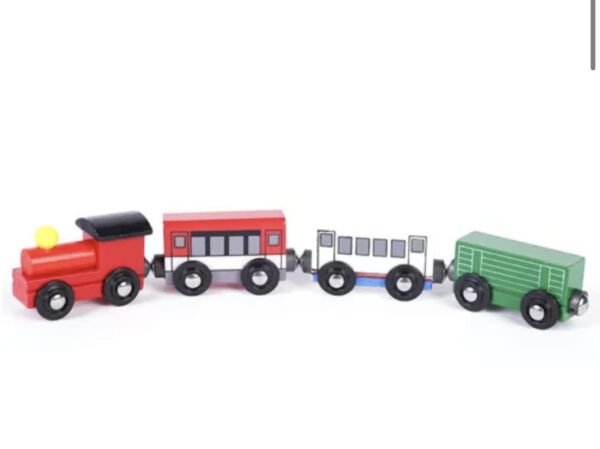 Wooden Magnetic Train | 8-Piece Wooden Train Toys for Toddlers (1-3 Years) | Safe, Educational & Durable Wooden Train Set for Kids - Image 3