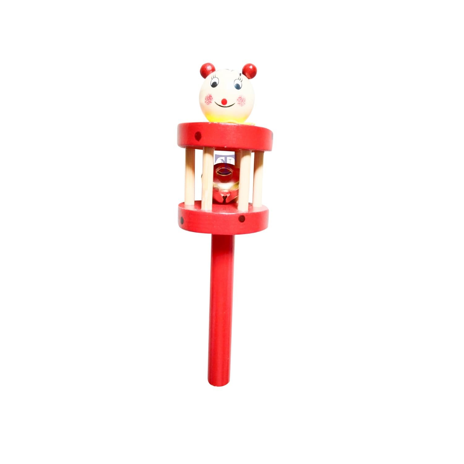 Colourful Wooden Baby Rattle Toy - Hand Crafted Rattle Set for Kids - Musical Toy for Newly Born - Pack of 2 (Gobal S, face) - Image 4