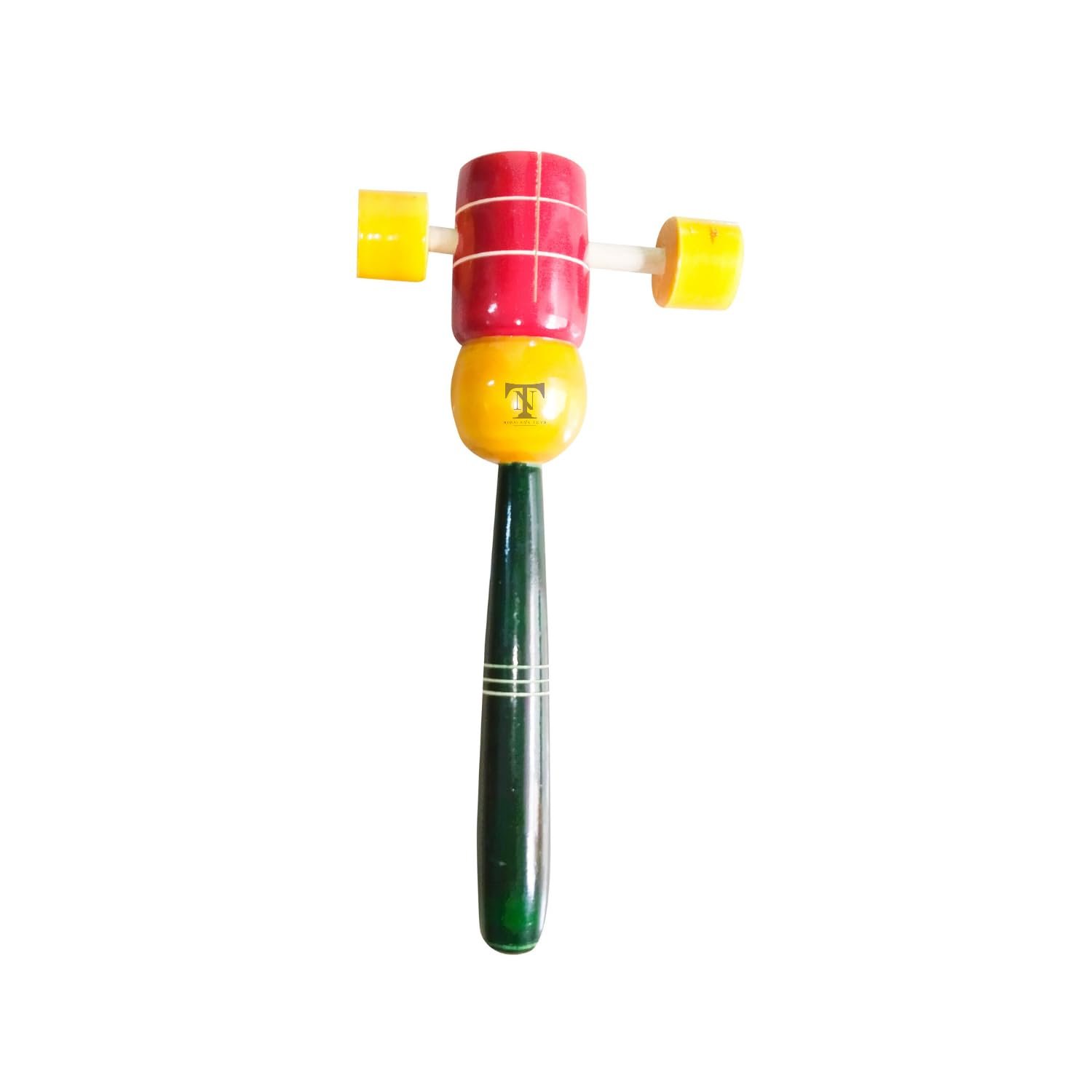 Colorful Wooden Baby Rattle Toy - Hand Crafted Rattle Set for Kids - Musical Toy for Newly Born (Pack of 4) Egg Rattle, face Rattle, damaru Rattle, face TIK tok Rattle (Colour May Vary) - Image 3