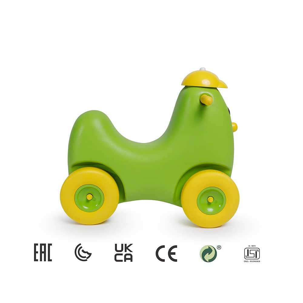 OK PLAY Humpty Dumpty Push On Ride for Kids | Pony Ride On with Curved Seat | Four Wheel Push On Ride | Easy Grip | Indoor Outdoor Ride | Safe & Fun Activity Toy | Toys for Kids | 2 Year+ | Green - Image 4