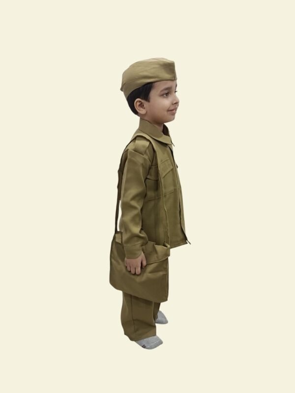 BookMyCostume Indian Postman Dakiya with Classic Khaki Cap and Bag Community Helper Kids Fancy Dress Costume - Image 2