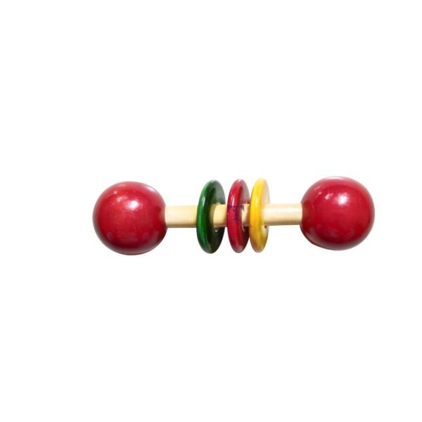 Nimalan\'s Toys Colourful Wooden Baby Rattle Toy - Hand Crafted Rattle Set for Kids - Musical Toy for Newly Born - Pack 0f 5 (TIK,2bell,dumura,Hand,teether spl) - Image 5
