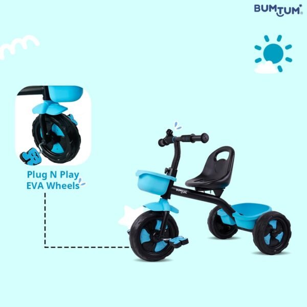 Bumtum Tricycle Ride | Play & Plug Cycle for Kids | 2-5 Years - Tricycles for Boy & Girl | Sturdy Designs with Storage Box, Horn and Guarded Seats, Heavy Wheels (Blue) - Pack of 1 - Image 3