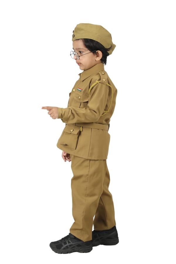 BookMyCostume Subhash Chandra Bose with Cap and Specs Freedom Fighter Kids Fancy Dress Costume - Khaki 3-4 years - Image 5