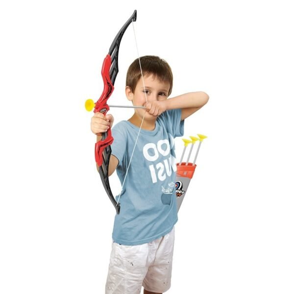 Storio Kids Bow & Arrow Toy | Archery Set for Boys and Girls, Outdoor Hunting Game with 3 Suction Cup Arrows, Target & Quiver | Target Game Perfect for Kids - Red - Image 6