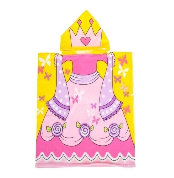Hooded Poncho Towel for Kids | Double Side Terry | Printed Cape Towels for Kids (Sharky) - Image 3