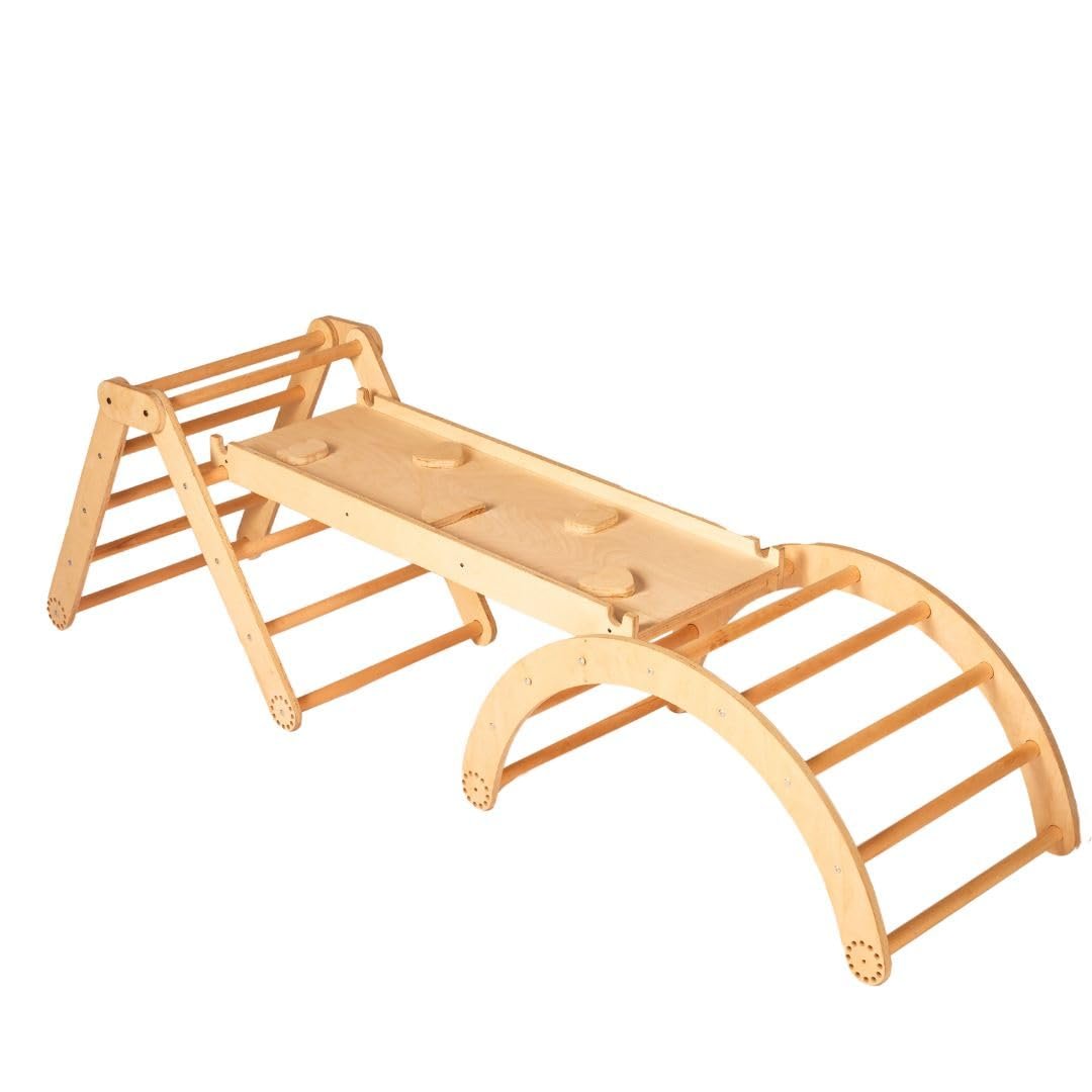 Curious Cub Pikler Triangle Set for Kids 1-6 Yrs | Montessori Learning Toy with Arch, Ramp, & Climbing Triangle | Transformable Climbing Toy, Indoor Playground for Baby | Indoor Slide and Climber Ramp - Image 4