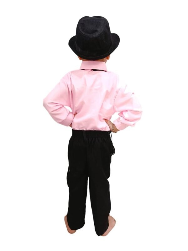 BookMyCostume Ballroom Western Dance Pink Frill Shirt Black Pant Hat & Bow Set Kids Fancy Dress Costume - Image 3