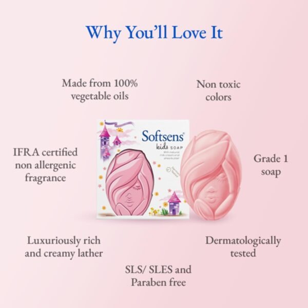 Softsens Kids Princess Soap| Grade 1 Soap| Infused Shea Butter & Milk Cream |Dermatologist Tested| Shape Soap (75g) - Image 2