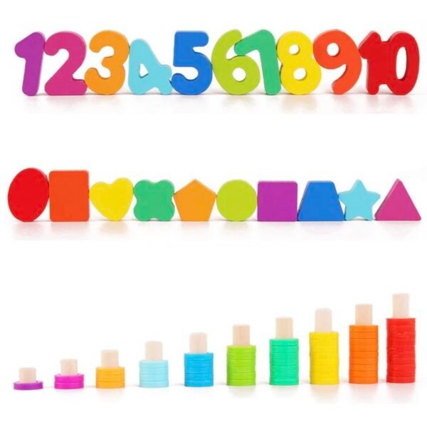 Wooden Number and Shape Puzzle Sorting Montessori Toys for Toddlers, Learning & Educational Toys for Number Counting, Game for Age 3-5 Year olds Kids - Image 2