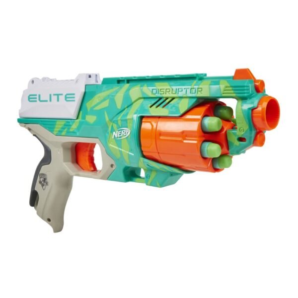 Nerf Elite Disruptor Blaster, 6-Dart Rotating Drum, 6 Nerf Elite Darts, Slam Fire, New Dynamic Green Color, Toys for Kids, Teens & Adults, Outdoor Toys for Boys and Girls Ages 8+