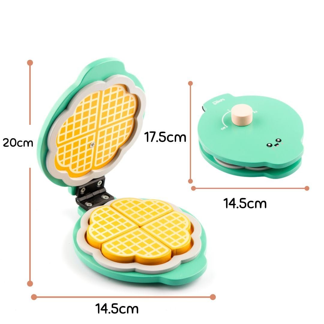 Cots and Cuddles Wooden Waffle Maker Toy Set for Kids | Pretend Play Food Set with Waffles, Plate, Strawberry Slices, Knife & Fork | Toy Kitchen Playset for Boys & Girls - Image 3
