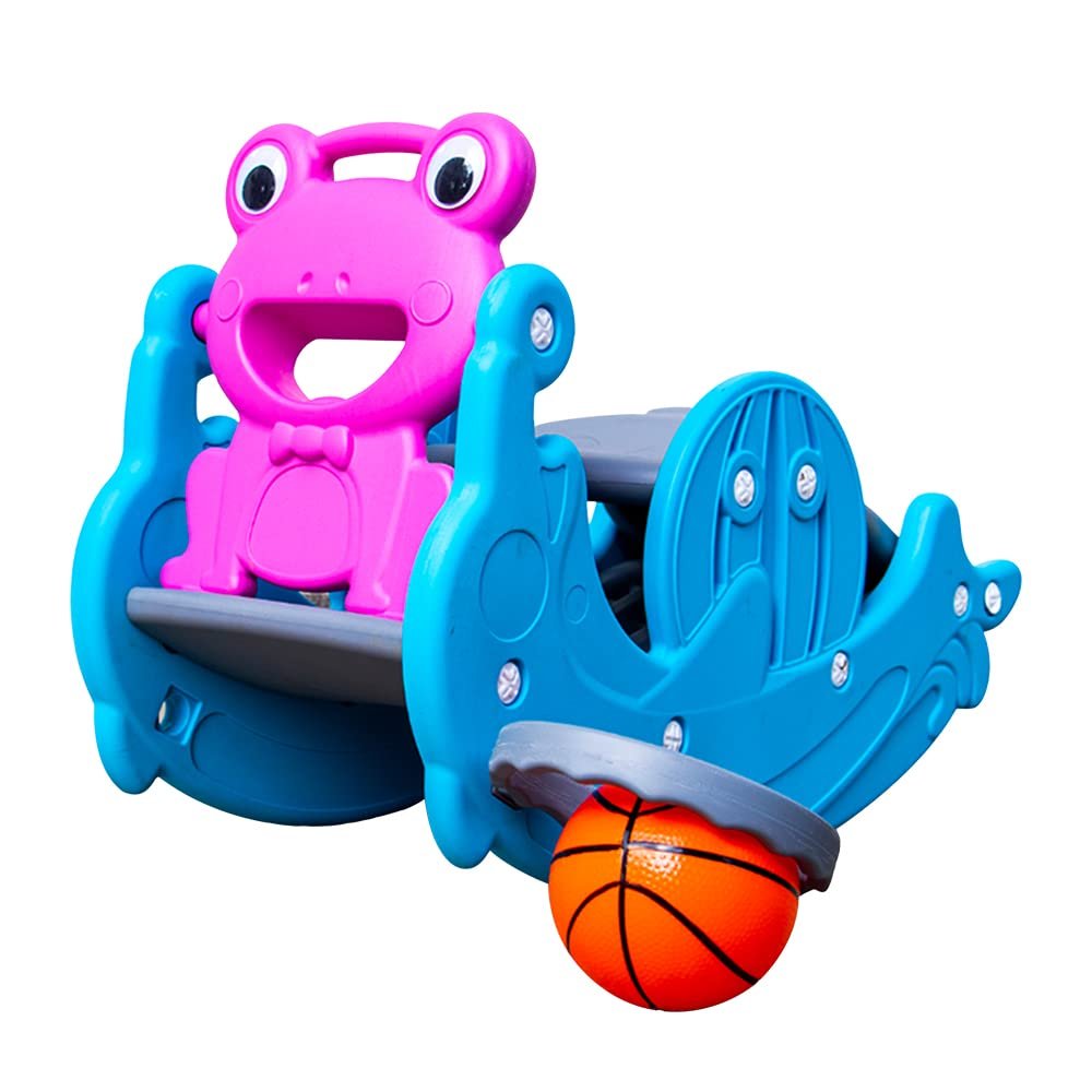 OK Play 3 in 1 Rocker, Slide & Basketball for Kids | Foldable | Indoor Outdoor Games | Safe & Fun Activity Multipurpose Toy | Perfect for Home, School & Playground | Safe & Fun Activity Toy | 2Years+