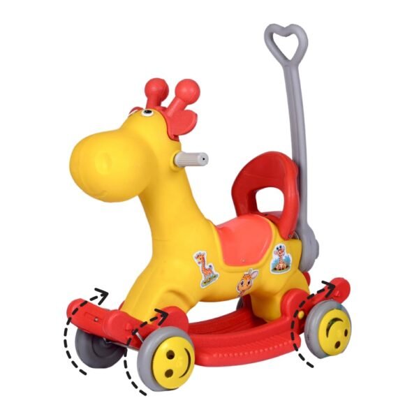 Yelloon Dino 2-1 Ride on and Rocker Toy | for 2-5 Years Old Kids | Baby Cycle | Rocking Toys | Birthday Gifts for Girls and Boys | Detachable Parental Handle