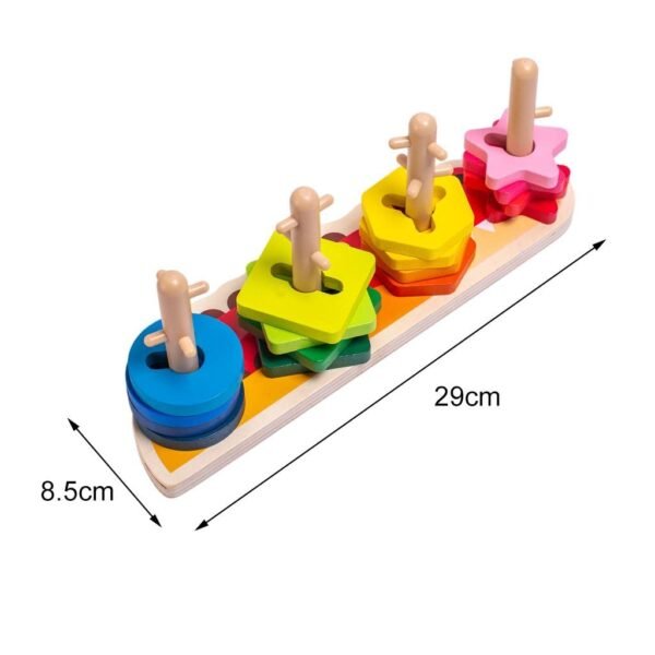 bnf® Wooden Sleeve Column Toys Sorter Toys Geometric Shapes Boys Girls s Yellow Baby | Toys for Baby | Developmental Baby Toys - Image 3