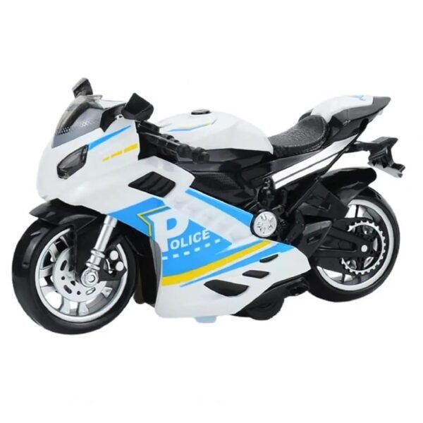 Police Motorcycle Toy - Pull Back Motorcycle Toys, Tiny Gift with Music Lighting, Latte Motorcycles Toy for Kids Boys Age 3-8 Year Old [Multicolor] (Sport Bike-White) - Image 6