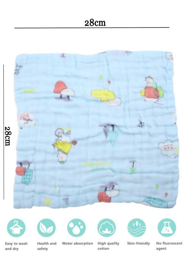 MOM CARE Muslin Cotton Face Towels For Newborn Baby Extra Soft Hankies Reusable Napkins For Infants Toddlers (Pack Of 5) White, 500 TC - Image 2