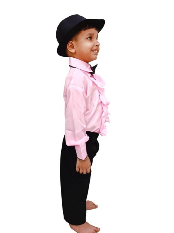 BookMyCostume Ballroom Western Dance Pink Frill Shirt Black Pant Hat & Bow Set Kids Fancy Dress Costume - Image 2