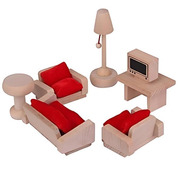 Lakshya India Wooden Lounge Living Room Toy Set for Kids - 5 Piece Dollhouse Stylish and Functional for Playing Kids Age 5-10 Years (Color-Brown)