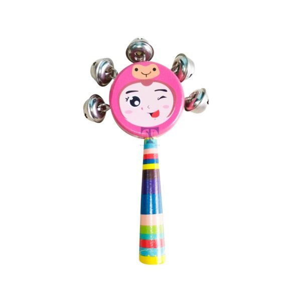 Nimalan\'s Toys Colourful Wooden Baby Rattle Toy - Hand Crafted Rattle Set for Kids - Musical Toy for Newly Born- Pack of 2(face, cage) - Image 3