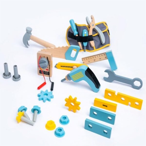 Wudly Wooden Tool Kit with Belt Toy - Ideal Toys for 4 Year Boy, Construction Toys, Montessori Toys for 3 Year Old, Tool Kit for Kids, Wooden Toys for Kids 2 Years