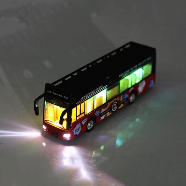 Double Decker Bus Toys for Kids Diecast Sight View Metal Toy Bus Light Sound Pull Back Collection - Image 2