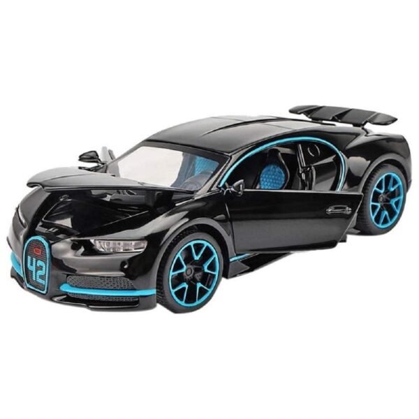 1:32 Scale Bugatti Chiron Die-Cast Metal Cars with 4 Openable Doors Light and Musical Sound, Pull Back Action Vehicle Toy for Kids?Colors as Per Stock?