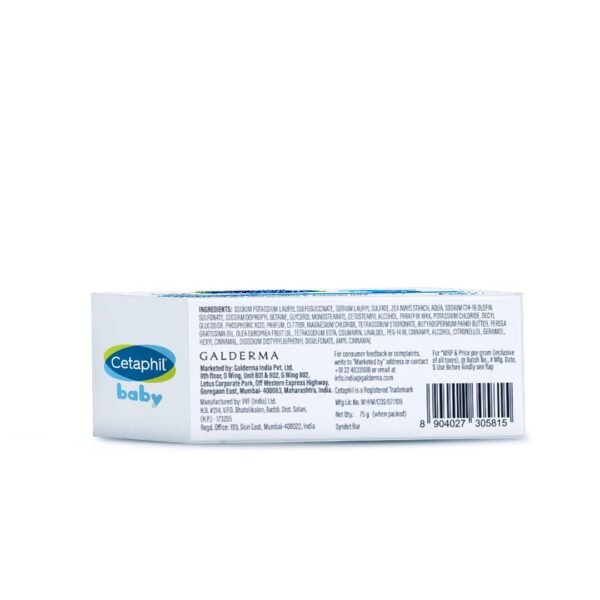 Cetaphil Baby Mild Bar 75gm, Kids Soap for Bath, White, Medium - Image 2