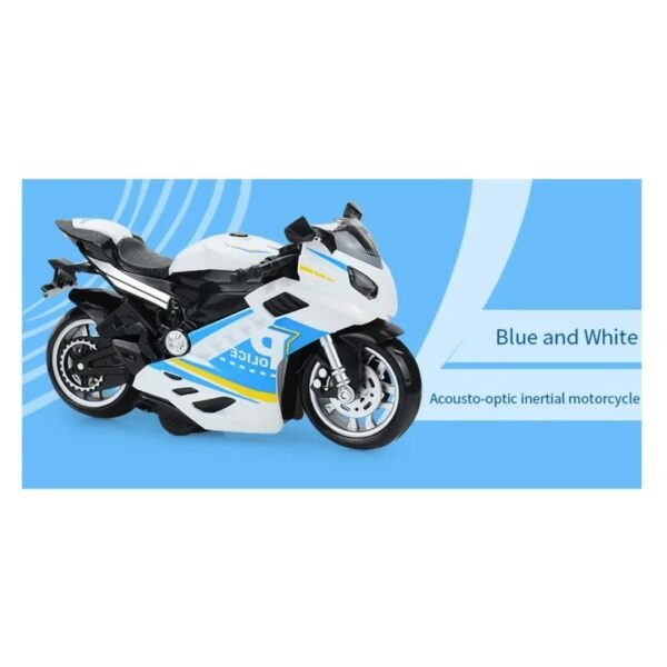 Police Motorcycle Toy - Pull Back Motorcycle Toys, Tiny Gift with Music Lighting, Latte Motorcycles Toy for Kids Boys Age 3-8 Year Old [Multicolor] (Sport Bike-White) - Image 5