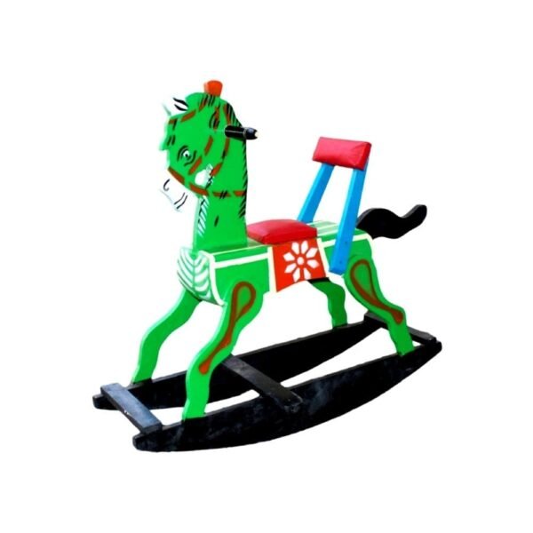 Wooden Rocking Horse Rocker Ride-on Toy for Indoors and Outdoors | Channapatna Wood Rocking Horse | Handmade Wooden Toys Toddler Gift| Gift for Kids/Boys/Girls (2-5 Years) (Green)
