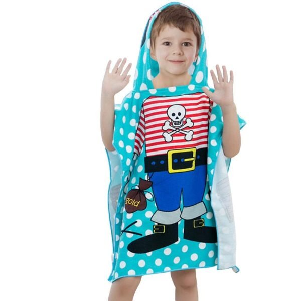Hooded Poncho Towel for Kids | Double Side Terry | Printed Cape Towels for Kids (Sharky) - Image 6