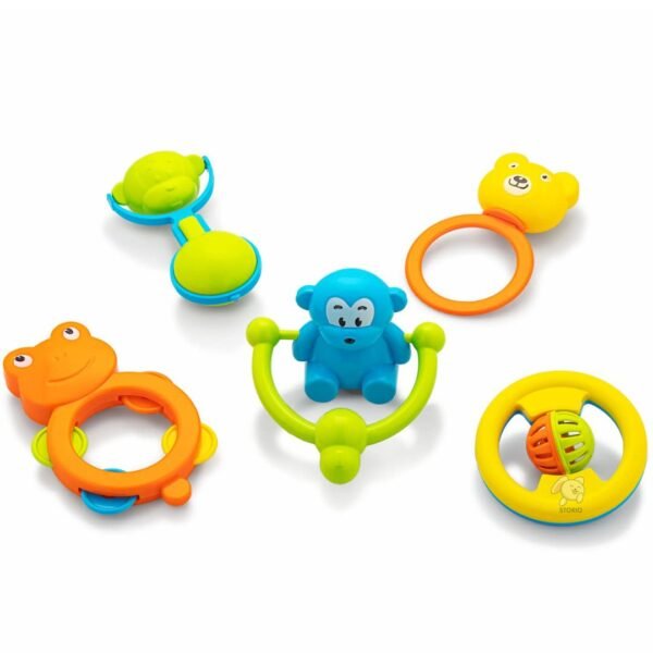 Storio ABS Baby Toys Rattles and Teethers Set for New Born Babies Toddler Infants & Children 5 Pcs-Non Toxic,Multicolor - Image 5