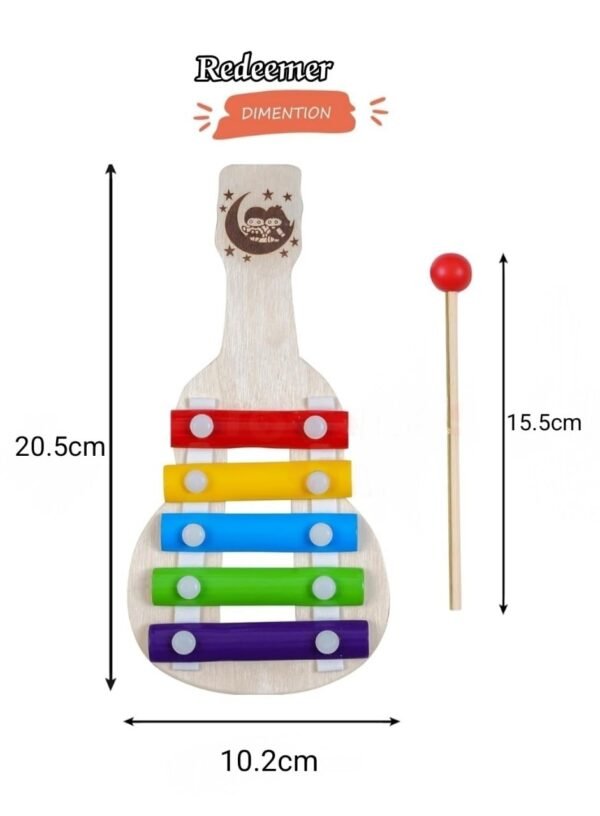 Redeemer Wooden Guitar Xylophone, 5 Notes, Musical Piano Toy for Toddlers 1-6 Years - Image 2
