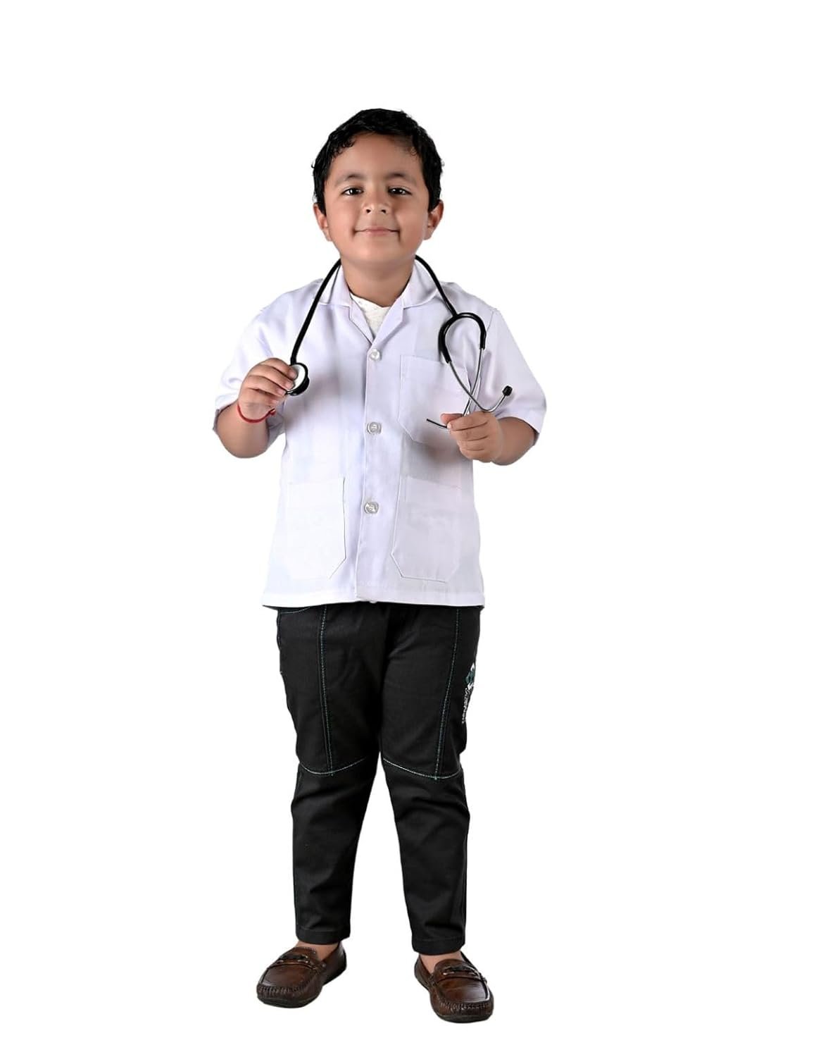 BookMyCostume Doctor Physician White Coat with Stethoscope Medical Professional Community Helper Kids Fancy Dress Costume 7-8 years