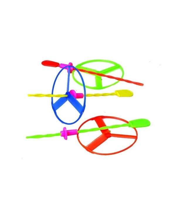 Gameshub Fly Wheel Sky Flier Dragonfly Plastic Flying Saucers Pull String Spinning Wheel Toy for Kids (Multicolour, Pack of 6)