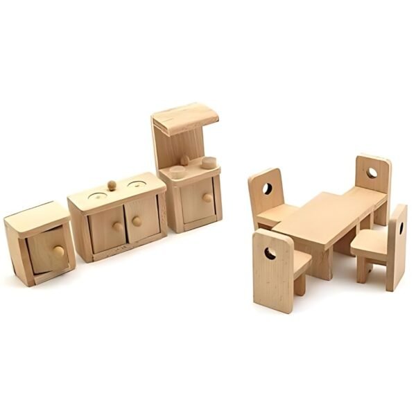 Lakshya India Wooden Kitchen Toy Set for Kids - 6 Piece Dollhouse Furniture Set Complete Cooking Fun Suitable for Playing Kids Age 5-10 Years (Color-Brown) - Image 5