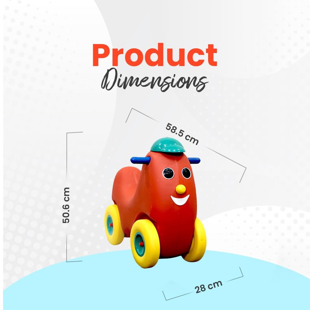 OK Play Humpty Dumpty Push Rider for Kids, Pony Ride On Toy with Curved Seat, Indoors and Outdoors, Rocker Cum Rider-Kids Ride On Push Car Toy Toddler Baby, 2+ Years (Red) - Image 3