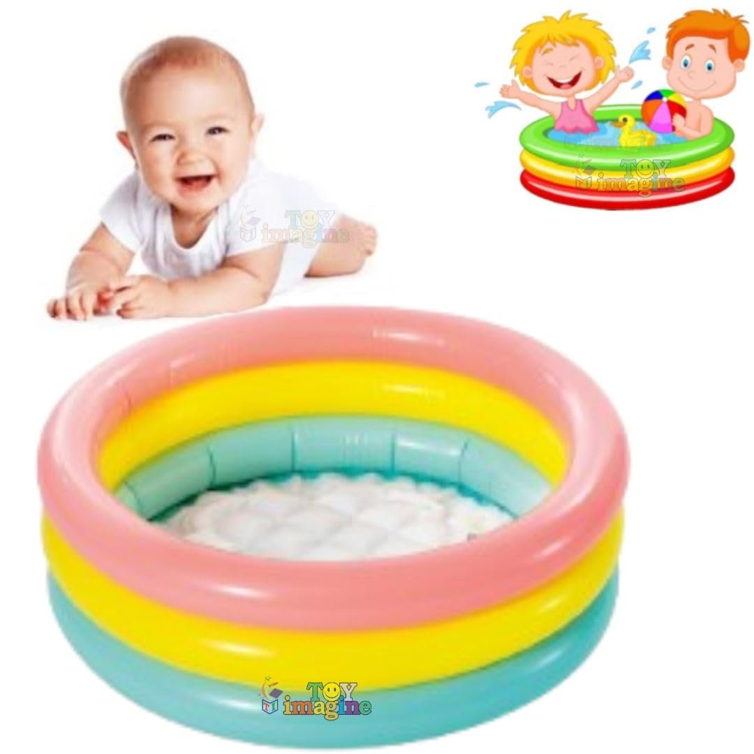Toy Imagine™ 2 Ft Swimming Pool for Kids | Inflatable Sunset Glow Round Colourful Ring Baby Portable Baby Bath tub | 0-3 Years | Indoor & Outdoor Swimming Pool for Kids Holi