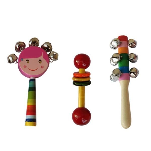 Handmade Non Toxic Wooden Rattle for Baby/Infants (0+ Years) - Set of 3 pcs - Multicolor - Discover Sounds, Develops Sensory Skills - Image 4