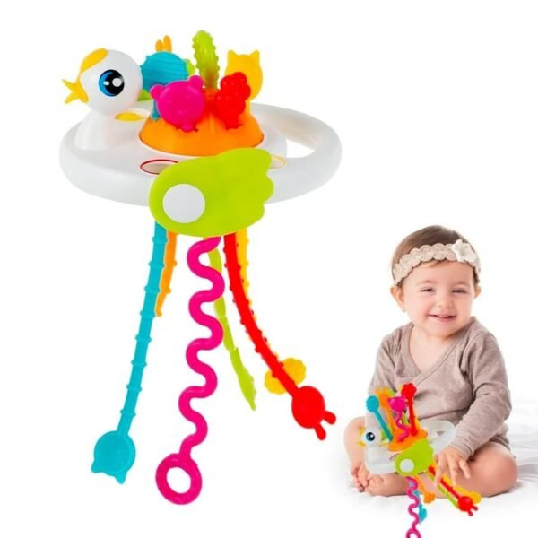 Sensory Silicone Pull String Toy for Toddlers | Montessori Honeybee Teething & Travel Toy for Babies 6-12 Months | Developmental Toy for Kids Aged 1-3 Years | Ideal Baby Gift (Silver) - Image 5