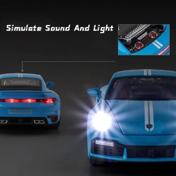 1:32 Porsche 911 Carrera Diecast Model Car Die-cast Metal Toy car Cars Pullback for Kids Best Gifts Vehicle Toys Sound and Light Pull Back (Multi Color) - Image 2