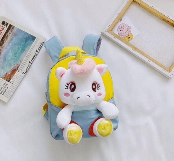 AGC Backpack With Cartoon Unicorn Stuffed Soft Toy(Detachable) Baby Kids for Girls & Boys for 3-5 Years Old Child (Small) (Color-Yellow,Gray) (Pack Of 1) - Image 5