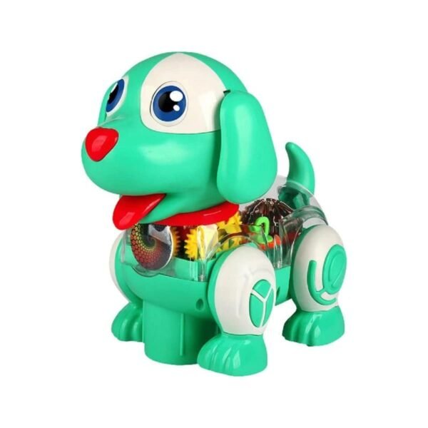 FunBlast Dog Toys for Kids – Musical Transparent Gear Dog Toy, 360 Degree Rotating Puppy Toy with Flashing Light & Sound, Musical Jumping Dog Toy for 3+ Years Kids, Boys (Green)
