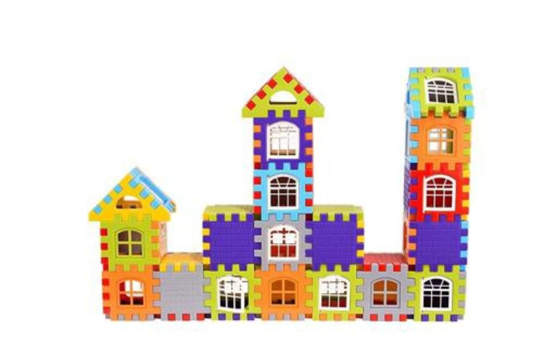MBK Blocks Game My Happy House 60+ Pcs - Medium-Sized House Toy Building Blocks for Kids 2-5 Years - Attractive Windows, Smooth Edges - Fun Block Game for Boys, Girls, Children - Image 3
