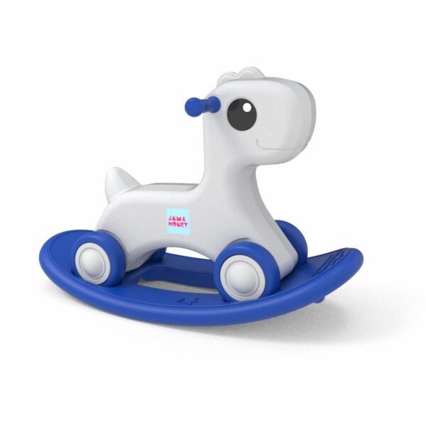 Amazon Brand - Jam & Honey 3-in-1 Baby Push Ride-On, Rocker & Balance Board | for Kids 1-4 Years Old | Non-Toxic | Durable and Safe | Upto 20kgs Weight | Blue & Grey