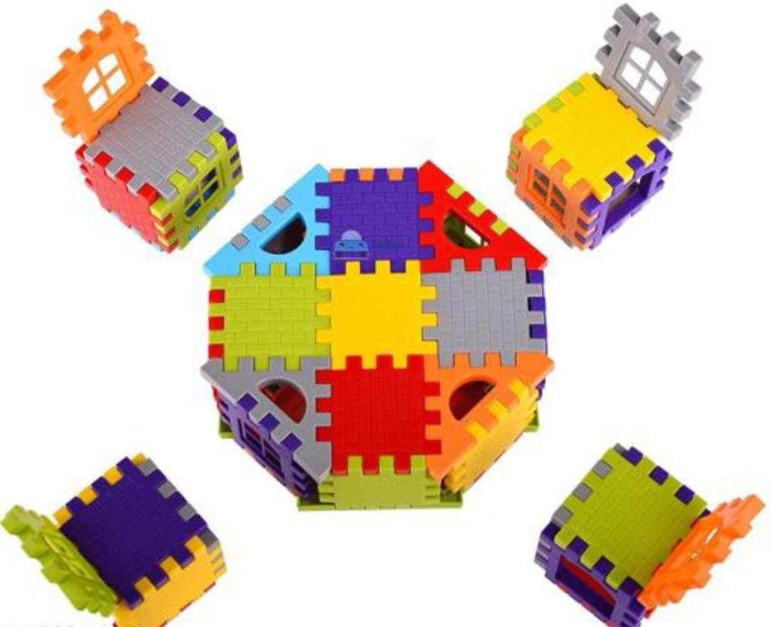 MBK 60+ PCS Kids Building Blocks Set with Windows - Educational Toys for Boys and Girls 2-5 Years - Multicolour - Image 4
