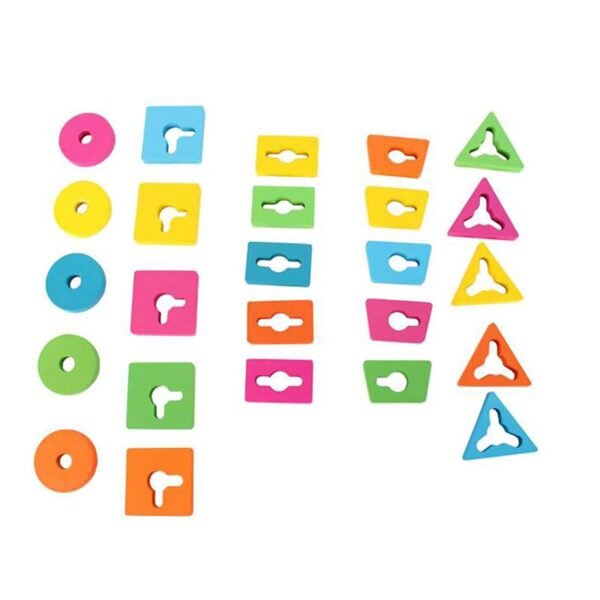 Wooden 4 Shape Sorting & Stacking Toys for Toddlers, Montessori Color Recognition Stacker, Early Educational Blocks Puzzles 1-3 Years Old Age Boys and Girls (4 Shapes) (20 pieces) - Image 2