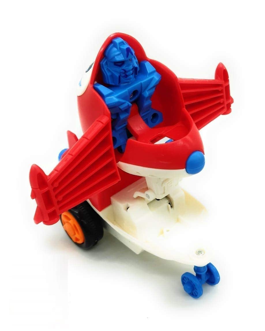 HK Toys Robot Friction Toy | Education & Unbreakable Toy | Bright Color | Mini Racing Converting Plane to Robot Friction Toy (Random Colors) (1 pcs) for Kids - Image 5