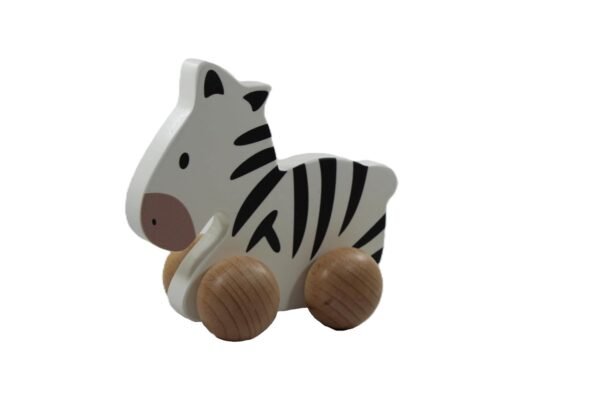 Wooden Pull Along Zebra Toy for Kids, Ages 1-6 Years, Encourages Imagination - Image 2